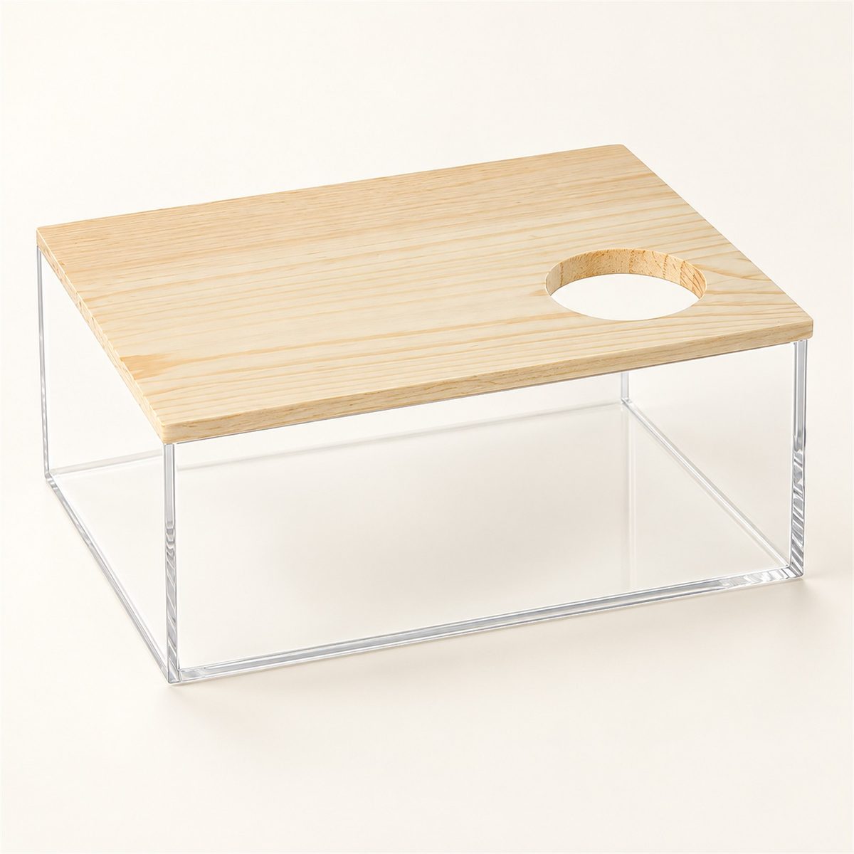 Illustrative image of Clear Sand Bath House with Wooden Lid, studio view