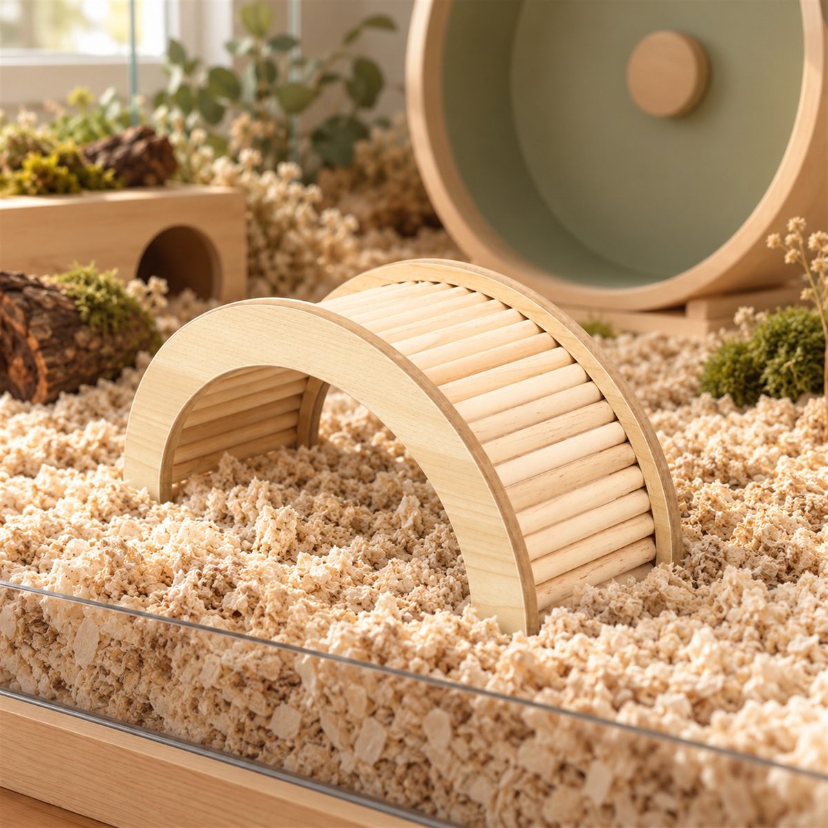 Illustrative image of Wooden Arch Bridge in a hamster habitat scene