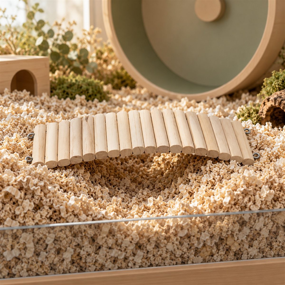 Illustrative image of Wooden Ladder Bridge in a hamster habitat scene
